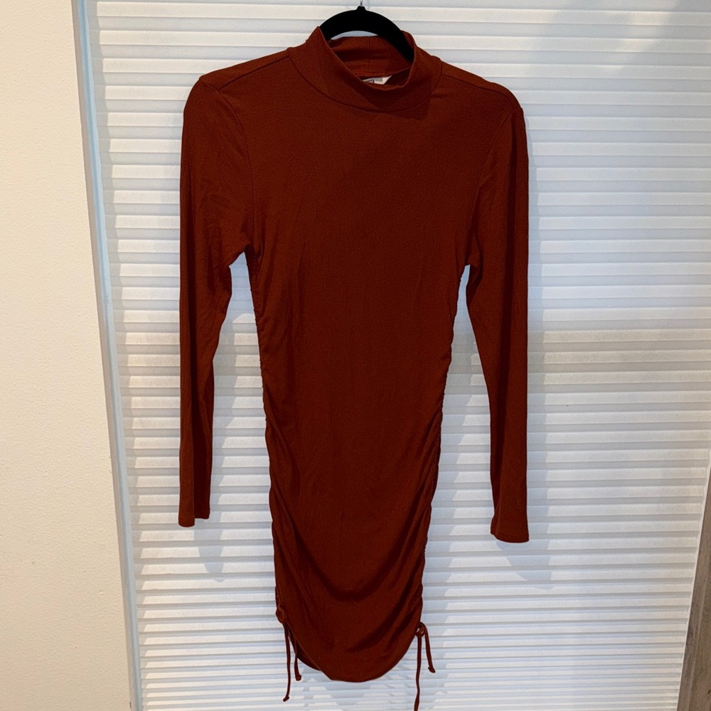 BB Dakota Rich Rust Long Sleeve Dress